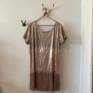 Free People Metallic Bronze Backless Dress